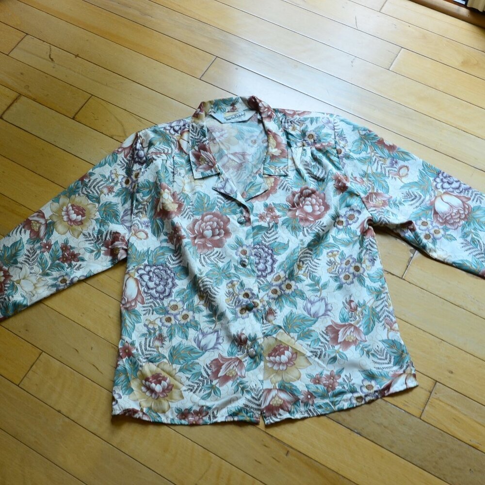 Vintage Diane Von Furstenberg Floral Button Top Blouse Size 12